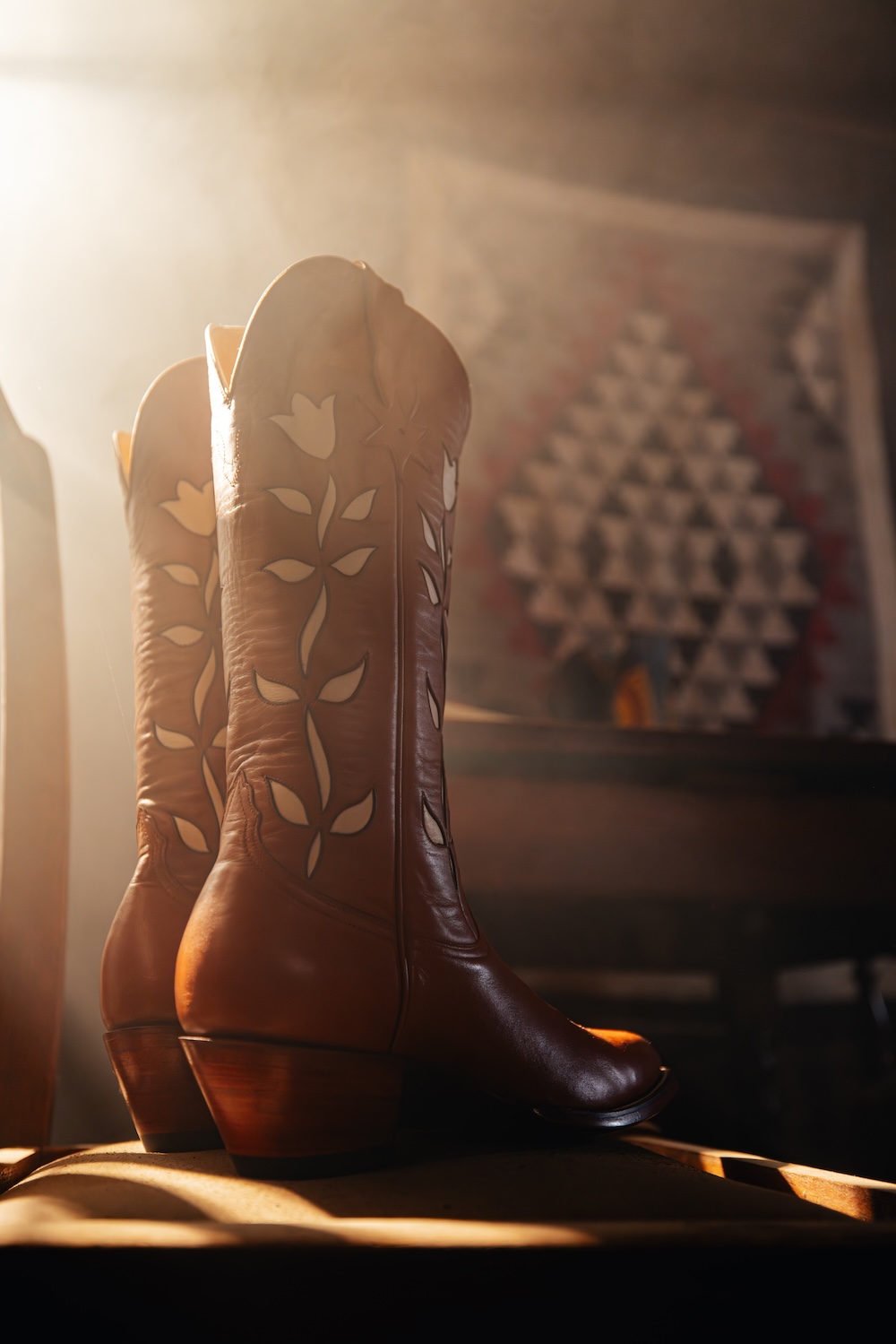 Inlay boots in morning light.