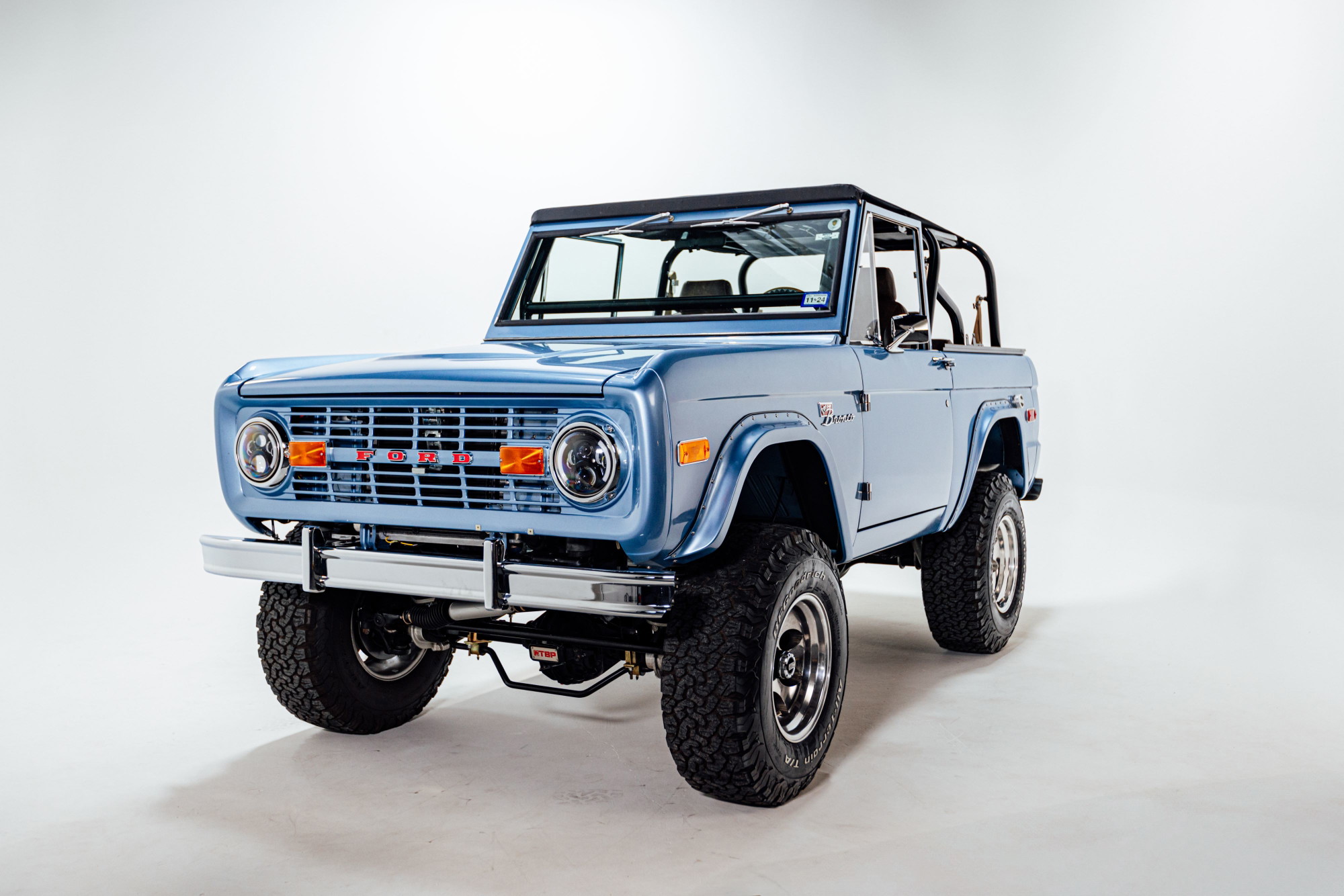 Studio blue Bronco, frame-off restored. Photography: Britton Hardcastle.