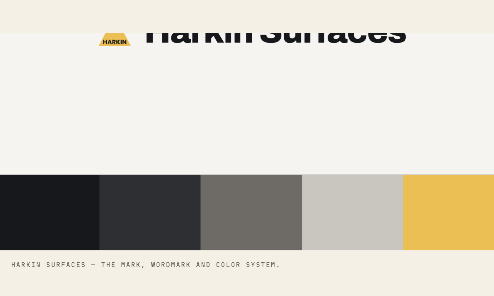 Harkin Surfaces logo, wordmark and color system