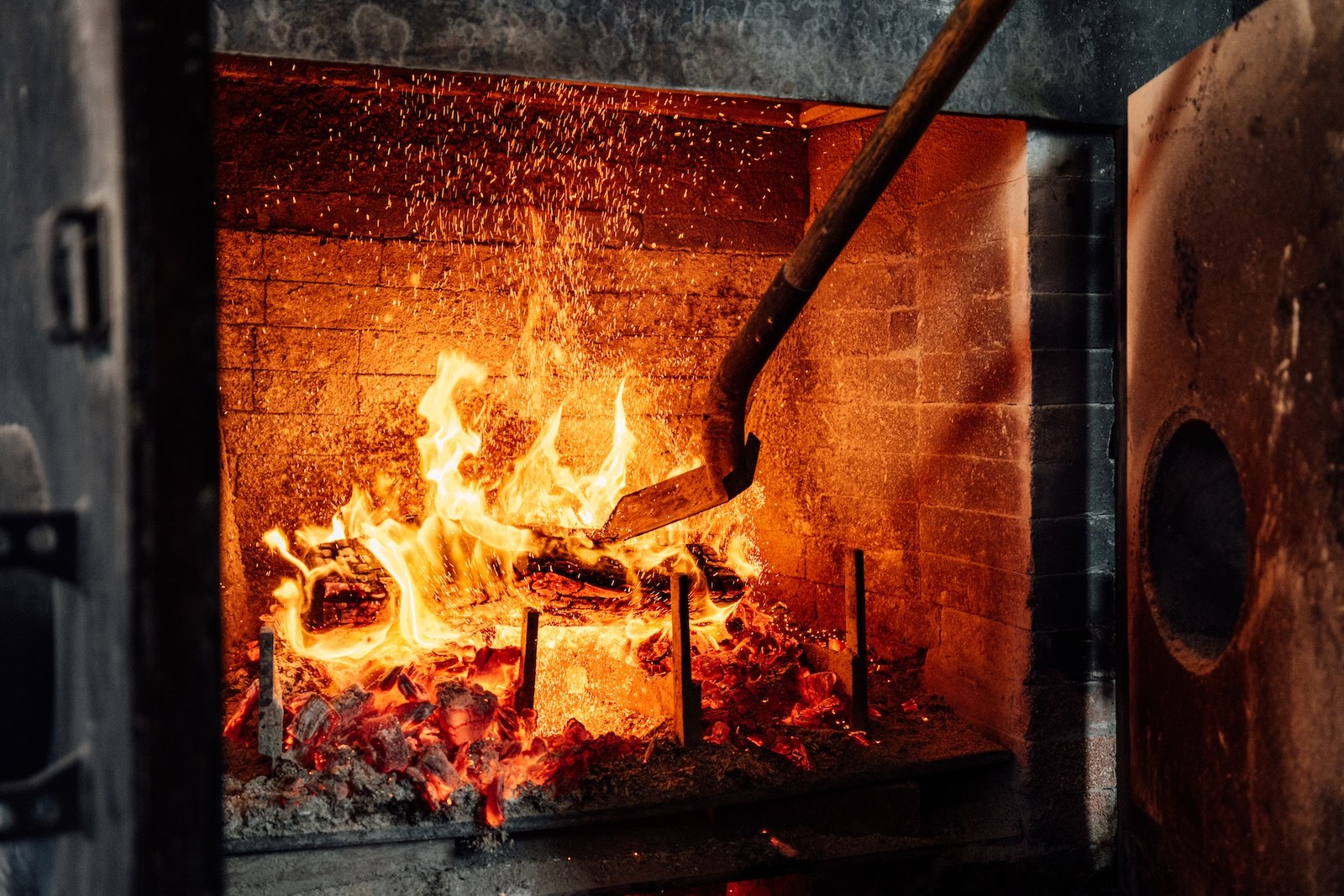 Oak fire, raked by hand.